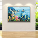 Capri painting, original oil painting on canvas, hanging on a modern wall