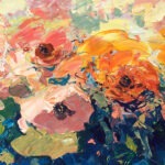 Detailed closeup of the flowers painting