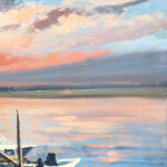 Detailed closeup of Seascape Painting at Sunset 3