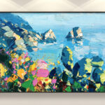 Capri painting, original oil painting on canvas, hanging on a modern wall