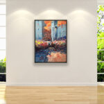 Palio Siena painting, original oil painting on canvas hanging in a modern living room