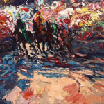 Detail of Palio Siena painting, original oil painting on canvas