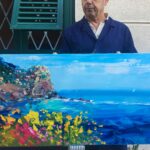 Manarola painting, original oil painting on canvas with Agostino Veroni