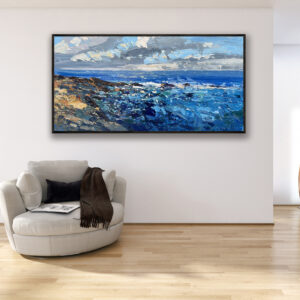 Impressionist Beach Painting on Canvas - Coastal Wall Art for Home Decor