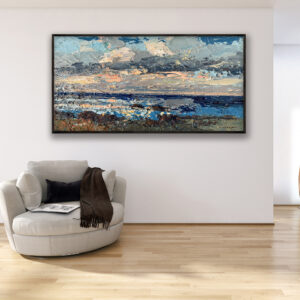 Abstract sunset beach art on canvas