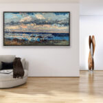 Abstract sunset beach art on canvas